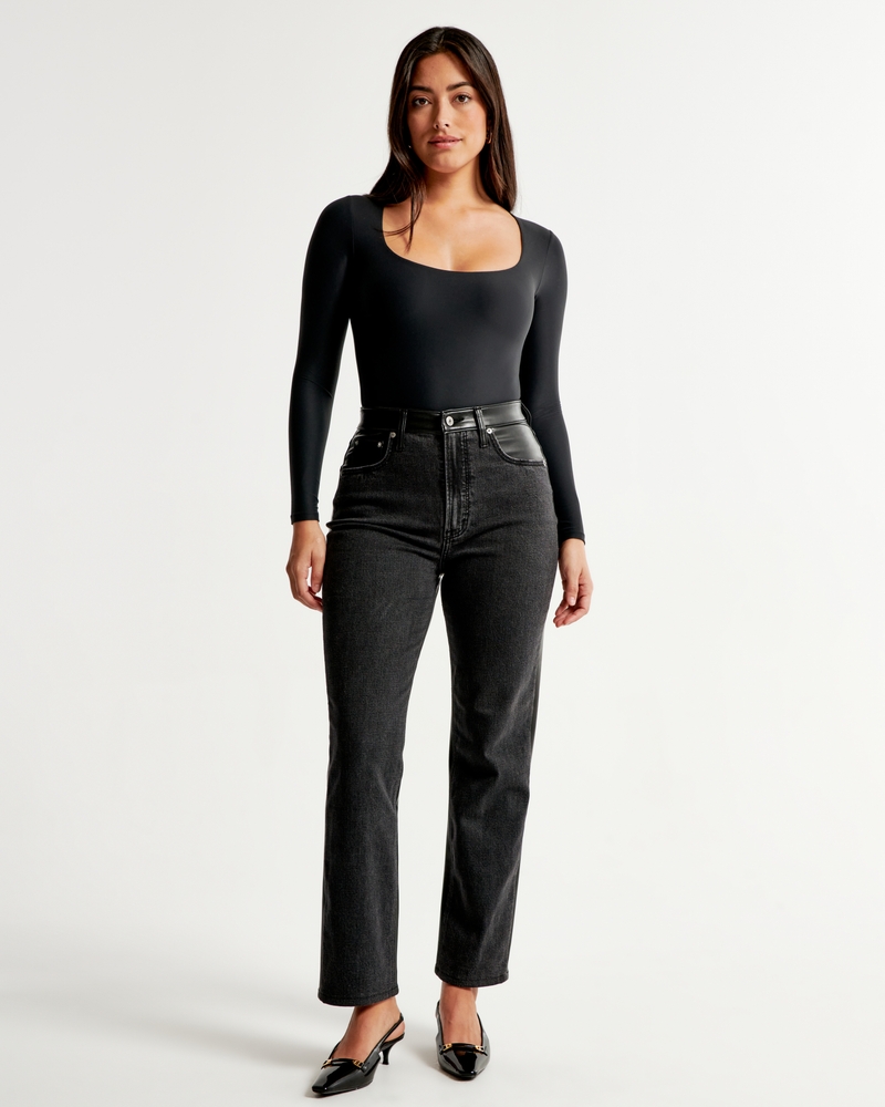 Just Love Women's Denim Jeggings with Pockets - Comfortable Stretch Jeans  Leggings (Black Denim, Medium)