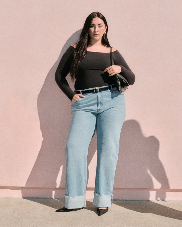 Curve Love High Rise 90s Relaxed Jean, Medium With Cuff Hem