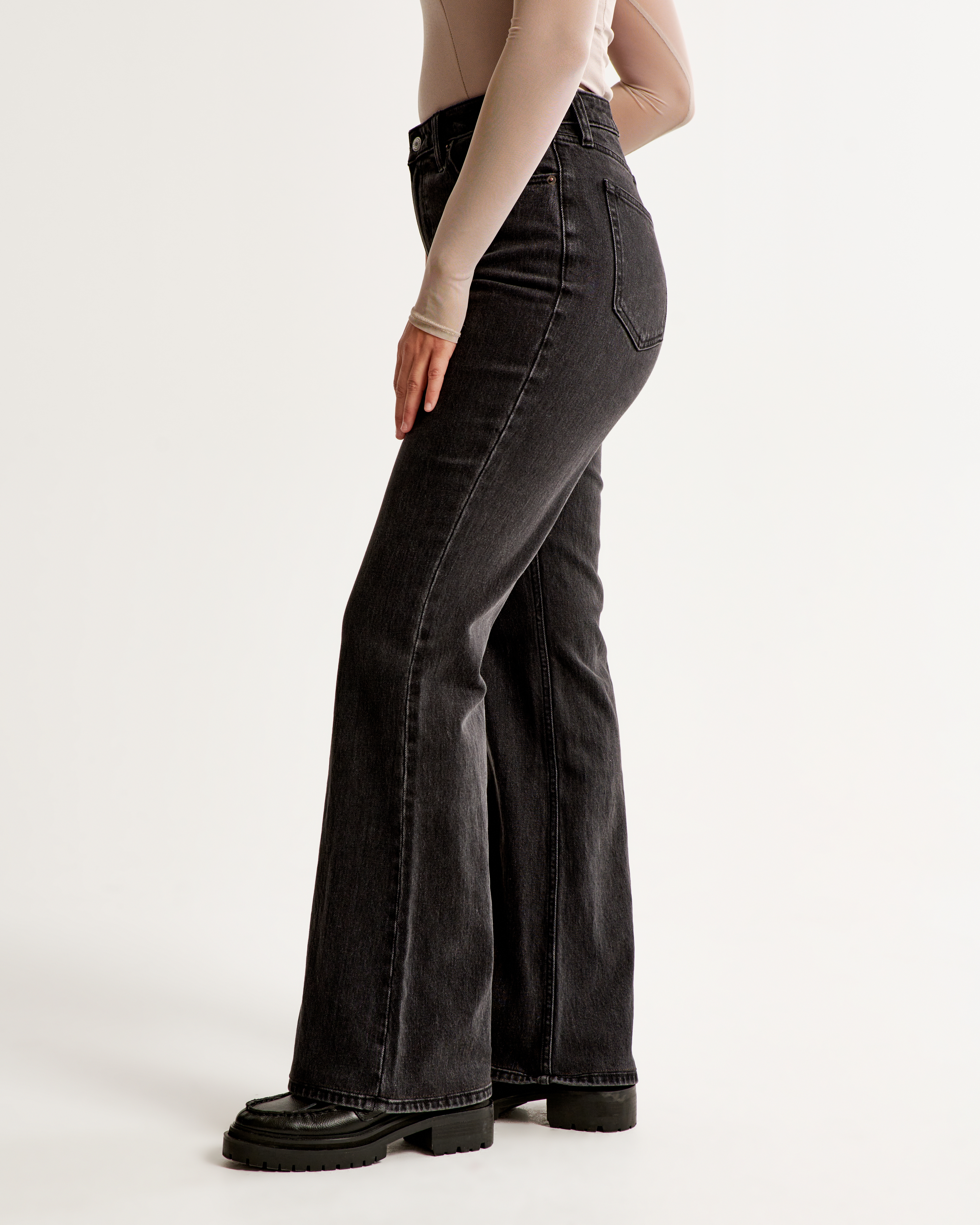 Black high waisted flare jeans hotsell