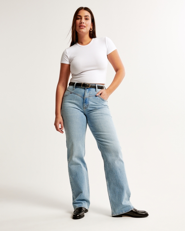 Curve Love High Rise 90s Relaxed Jean, Medium With Front Yoke