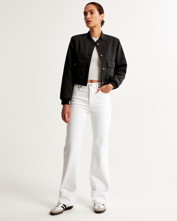 High Rise 90s Relaxed Jean, White With Cuff Hem