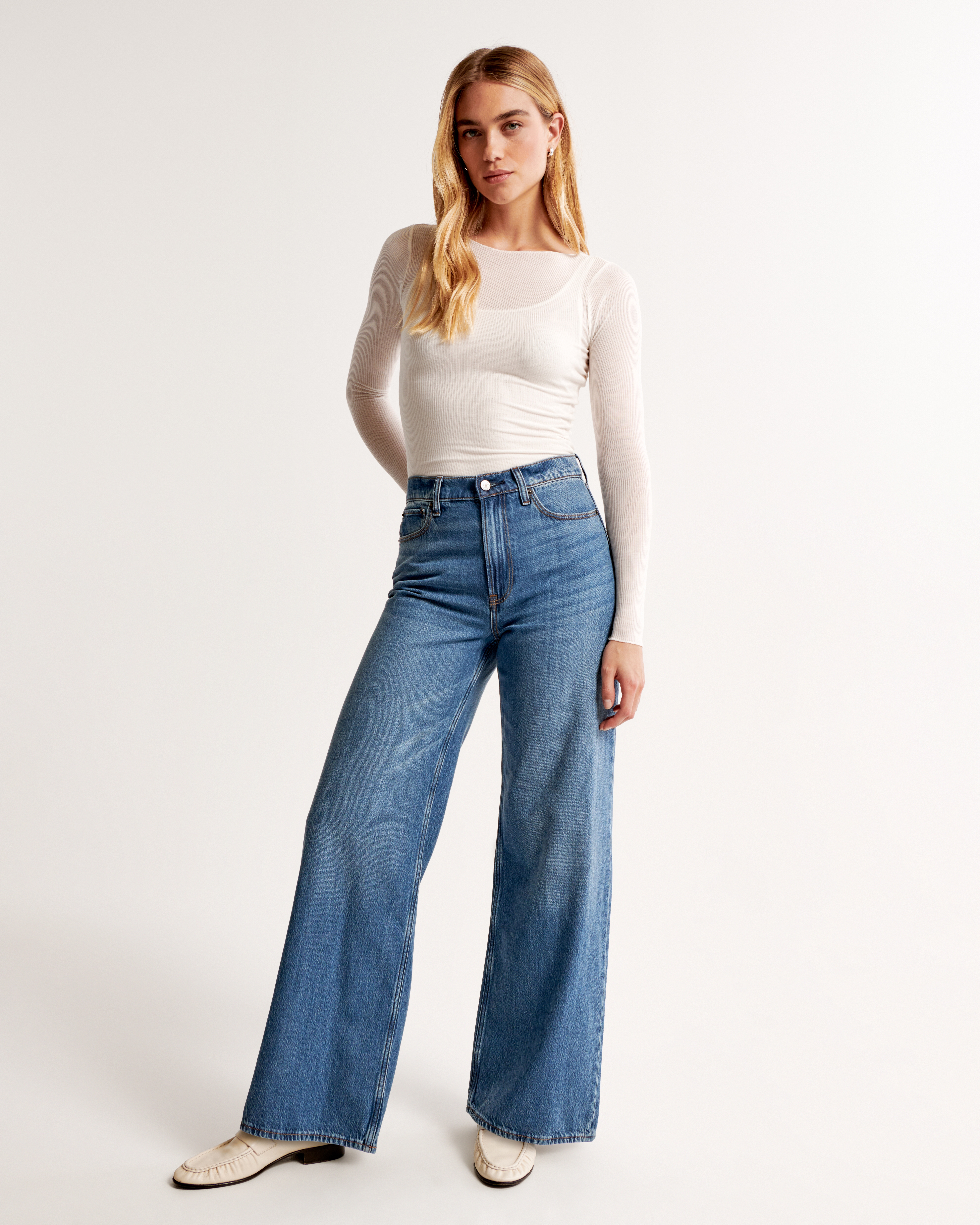 Abercrombie wide cheap leg jeans