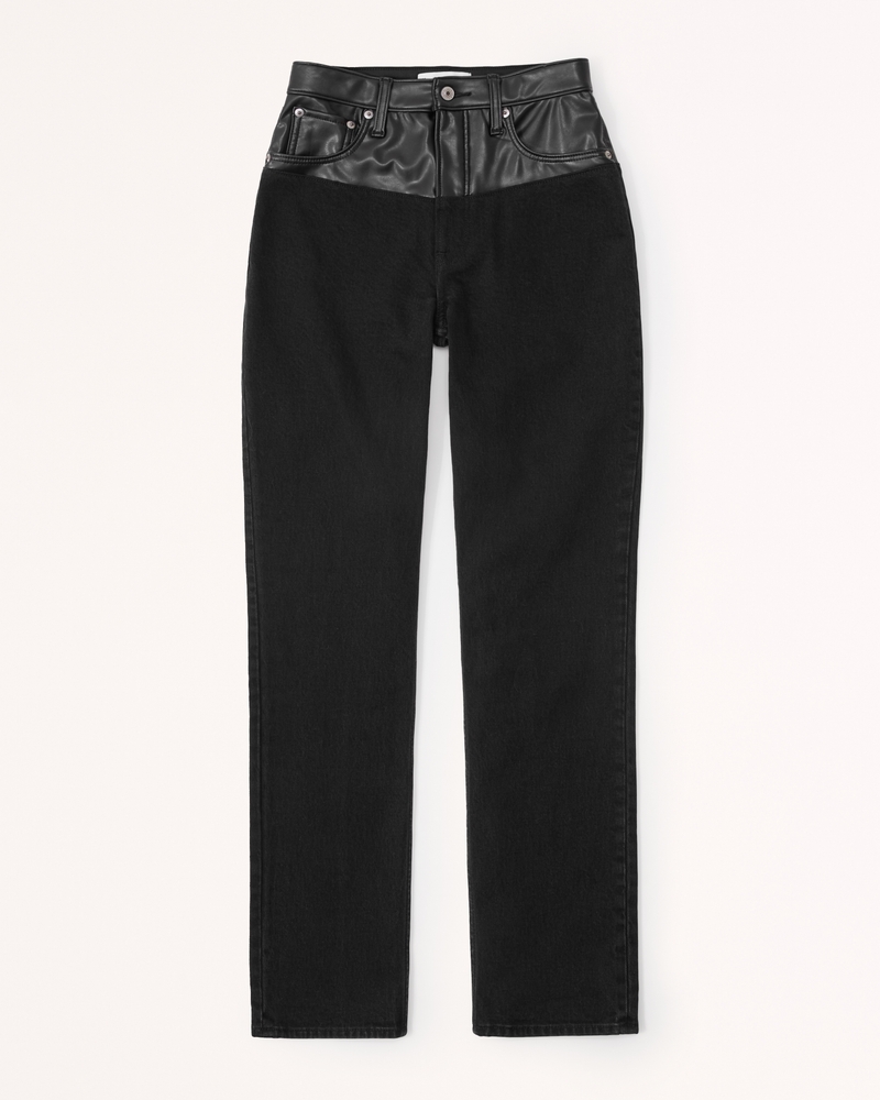 Women's Mixed Fabric Curve Love Ultra High Rise 90s Straight Jean