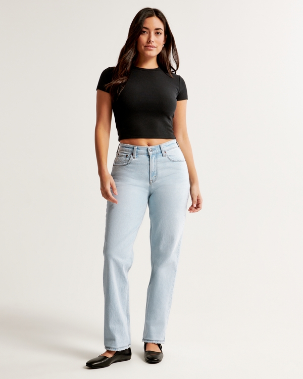 Light Wash Long Leg Straight Jeans