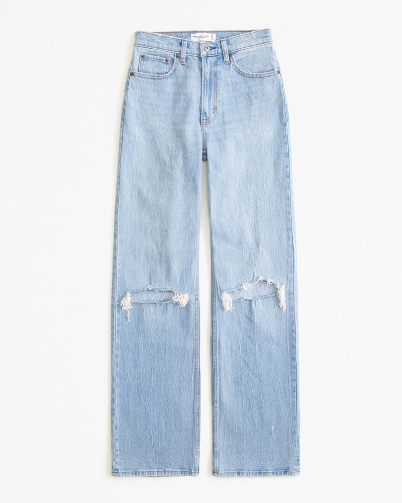 Tall Blue Dip Front Low Rise Flared Jeans