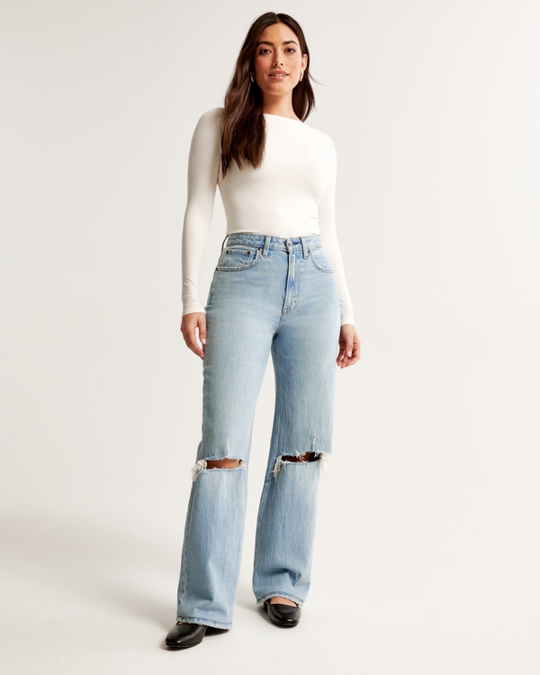 Curve Love High Rise 90s Relaxed Jean, Medium Destroy