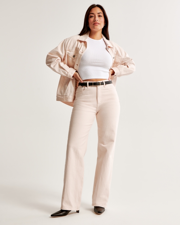 Curve Love High Rise 90s Relaxed Jean, Light Pink