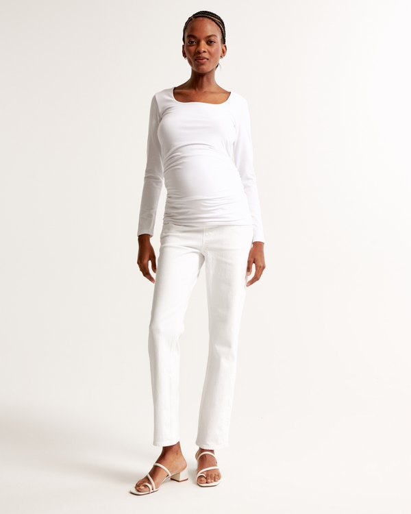 Maternity Ankle Straight Jean, White view 1
