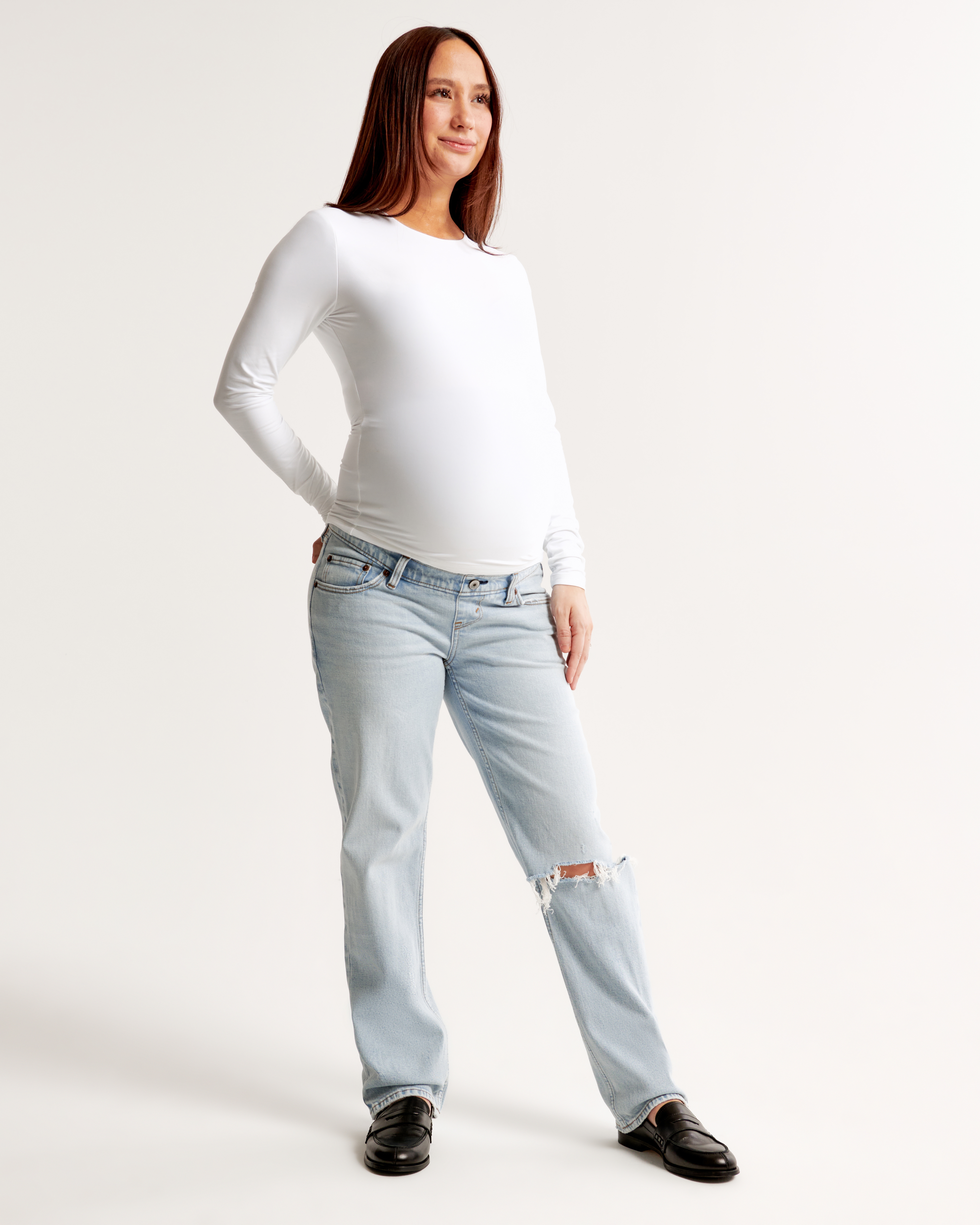 Abercrombie & Fitch Maternity 90s Straight Jean In Blue