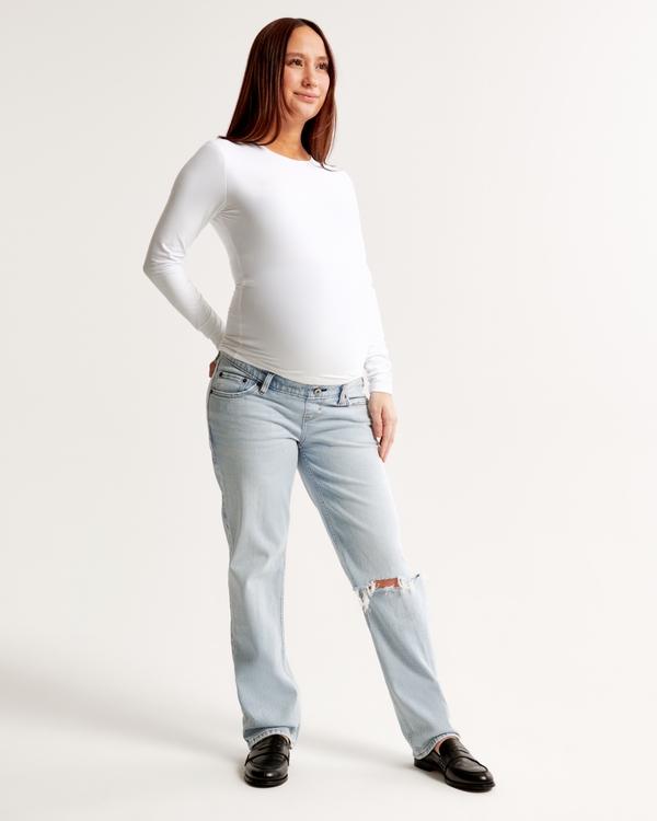 Maternity 90s Straight Jean, Light Destroy