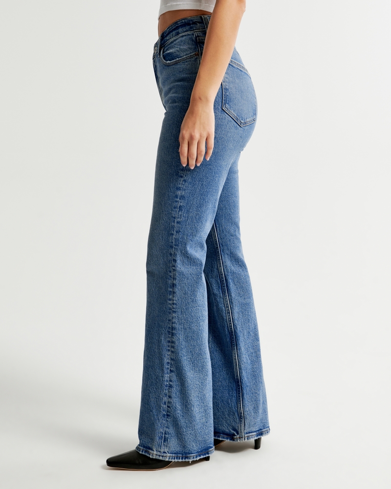 Women's High Waisted Vintage Jean Denim Big Flare Wide Leg Long
