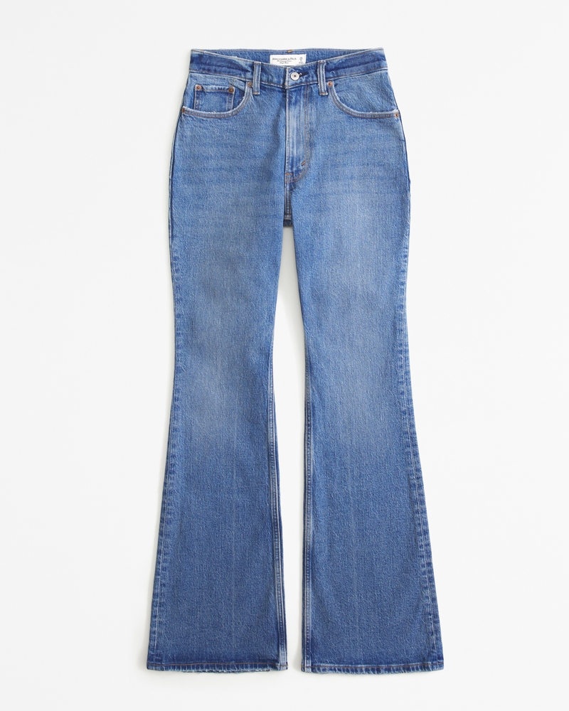 Cross Roads Cross Over Mid Rise Flared Jeans in Medium Blue Wash