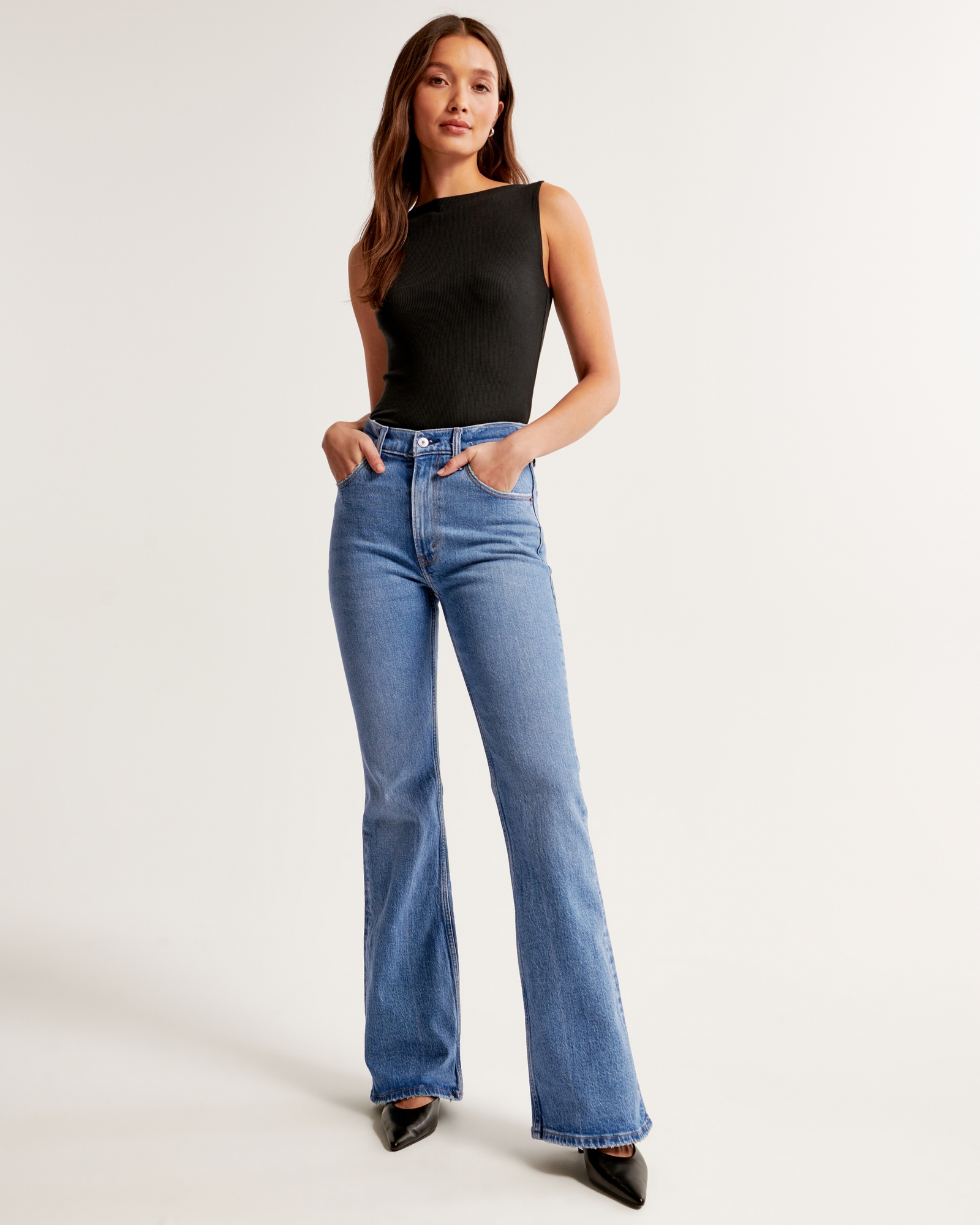 Women's Flared Jeans Fashion Vintage Casual High Waist Flare Pants – Arimonz