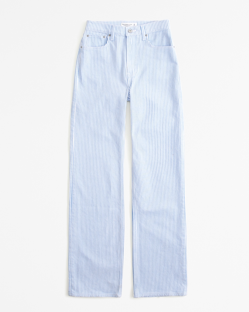 Blue and white striped jeans on sale