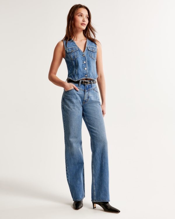 High Rise Loose Jean, Medium With Front Yoke