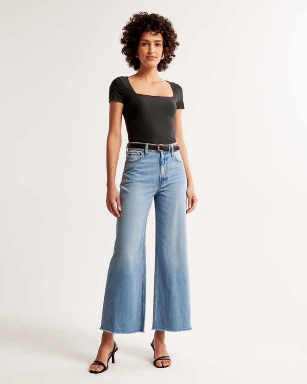  EXPOING Loose Jeans Wide Leg Denim Long Baggy Casual Pants High  Waisted Summer Elastic Waist with Drawstring (as1, Alpha, m, Regular,  Regular, Dark Blue M) : Clothing, Shoes & Jewelry