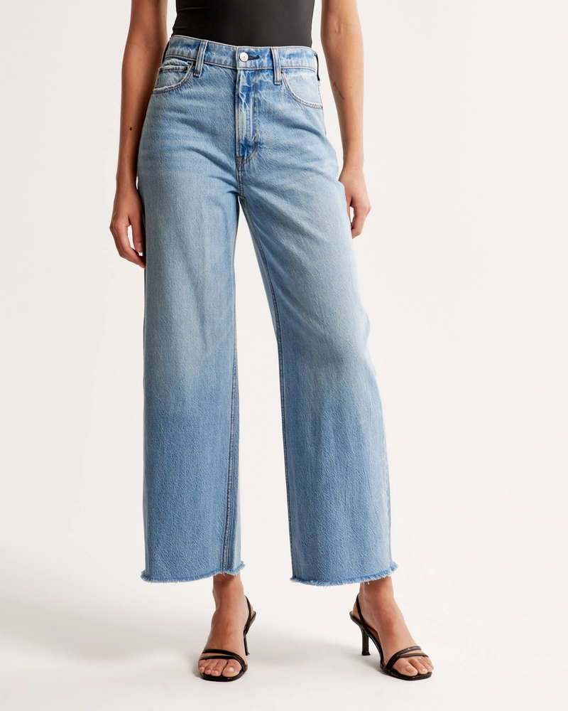 High Rise Cropped Wide Leg Jean