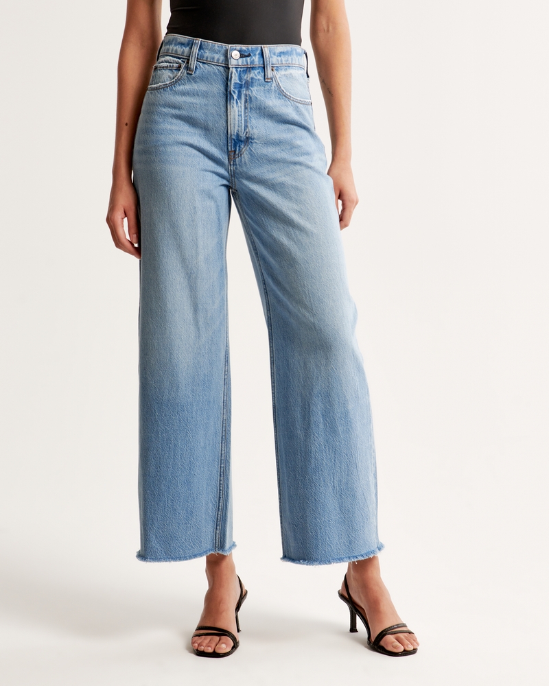 High Rise Cropped Wide Leg Jean