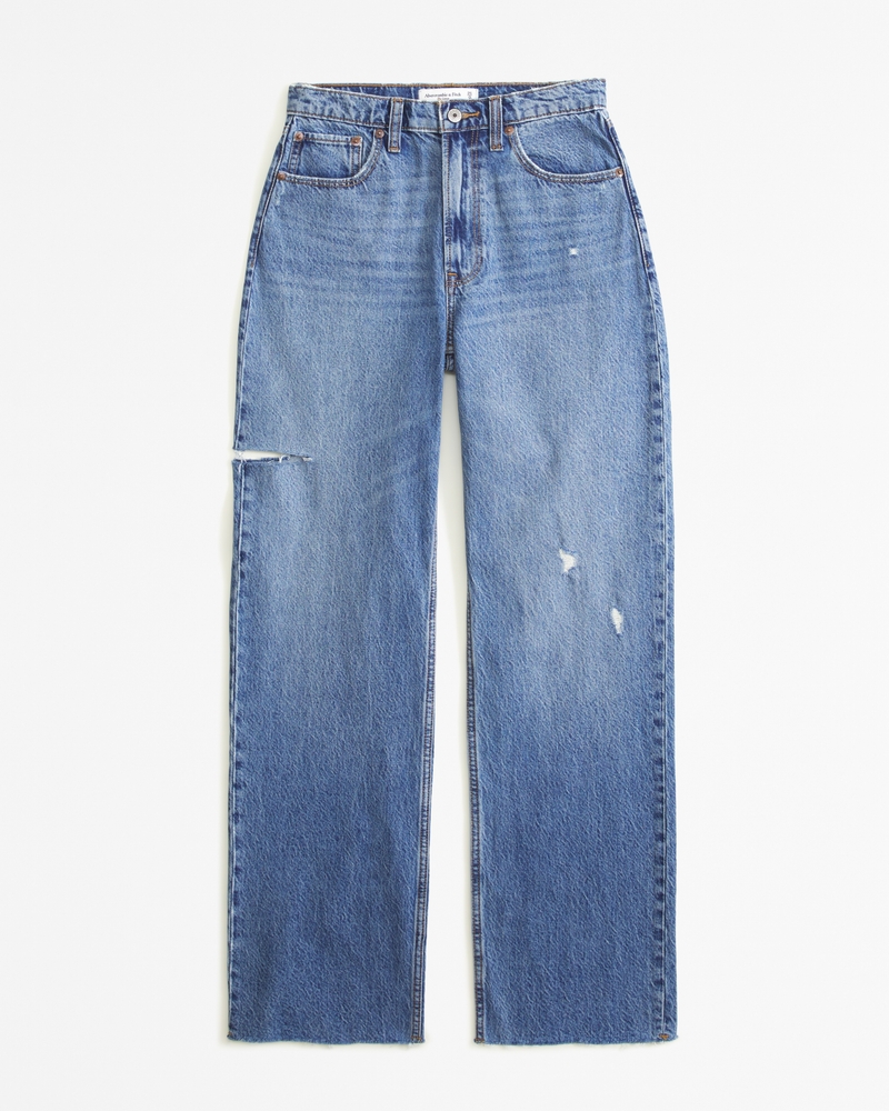 Eco Distressed High-Rise Wide Leg Jeans