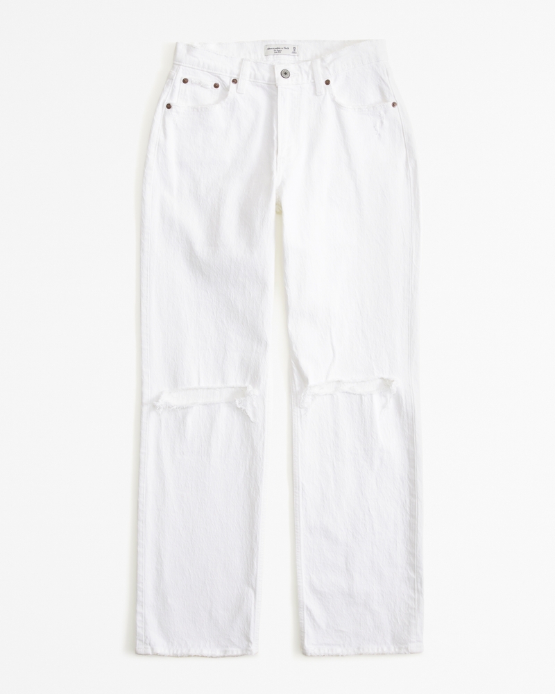 [ ] Low Rise Baggy Fit White Linen Jeans ★人気★ Women's Low Rise Baggy Jean | Women's Bottoms | Abercrombie.com