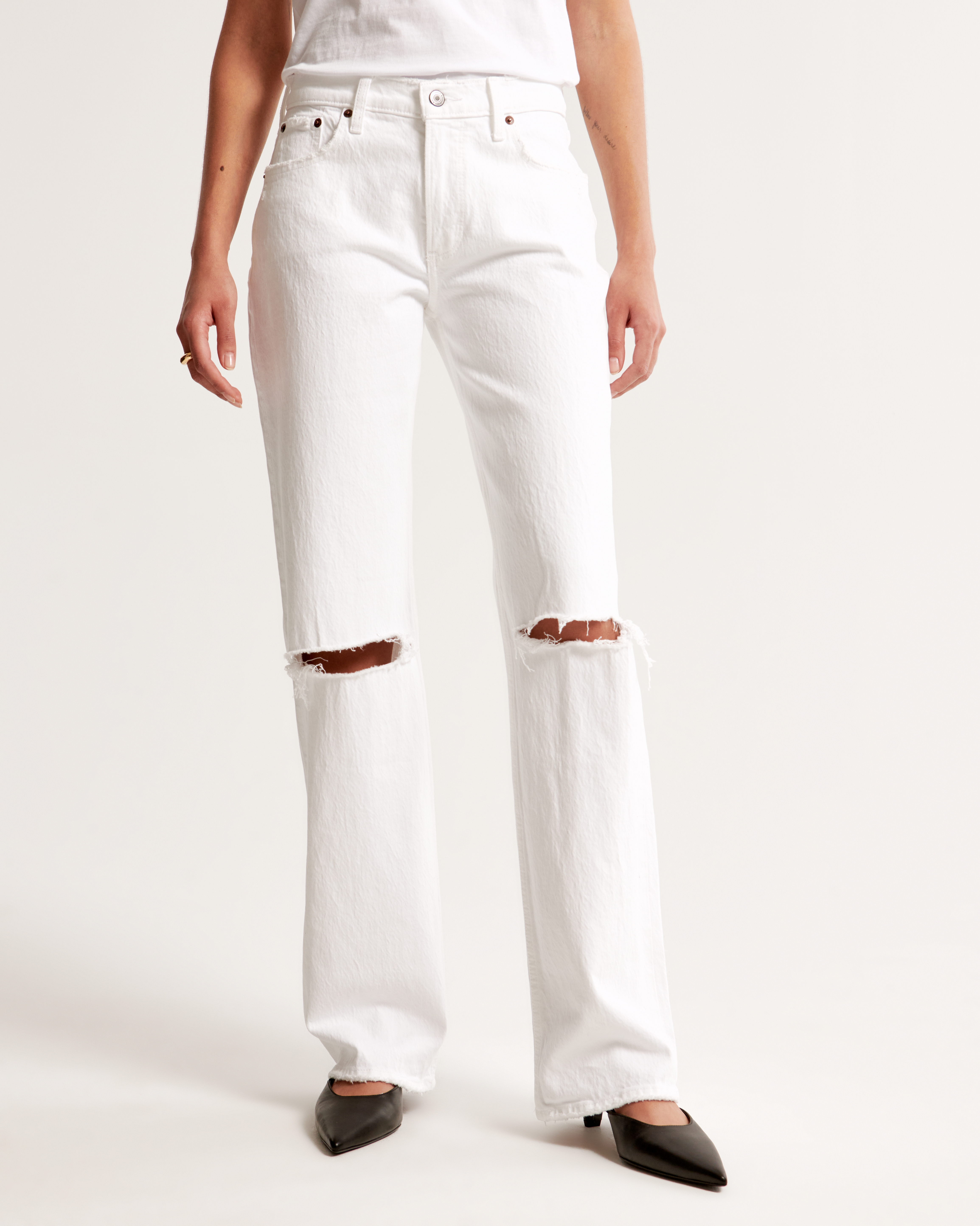 [ ] Low Rise Baggy Fit White Linen Jeans ★人気★ Women's Low Rise Baggy Jean | Women's Clearance