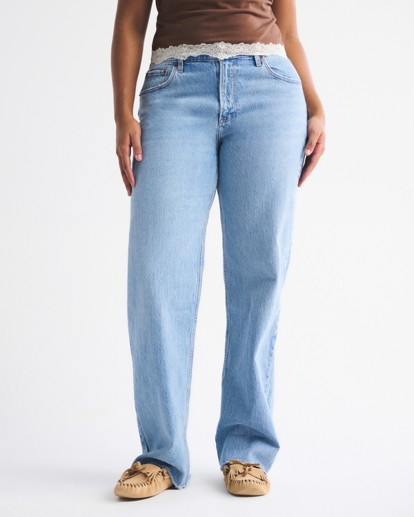 Curve Love Low Rise Baggy Jean, Medium With Raw Hem view 2