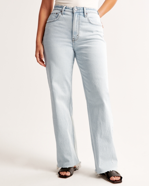 Curve Love High Rise 90s Relaxed Jean, Light With Hem Distress