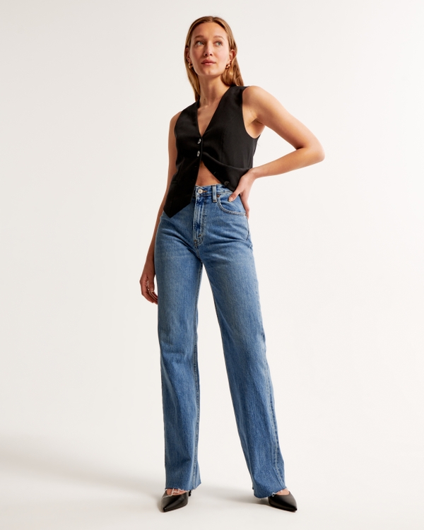 High Rise 90s Relaxed Jean, Medium With Raw Hem