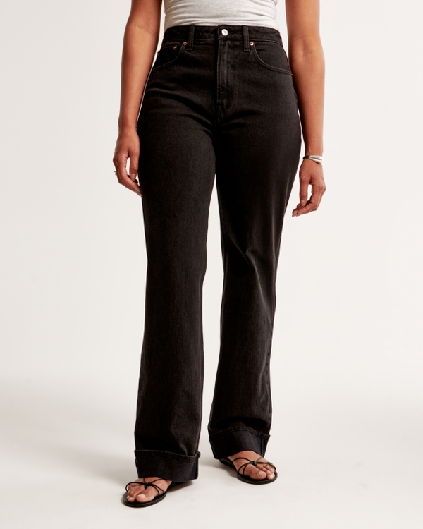 Curve Love High Rise 90s Relaxed Jean, Black With Cuff Hem view 2