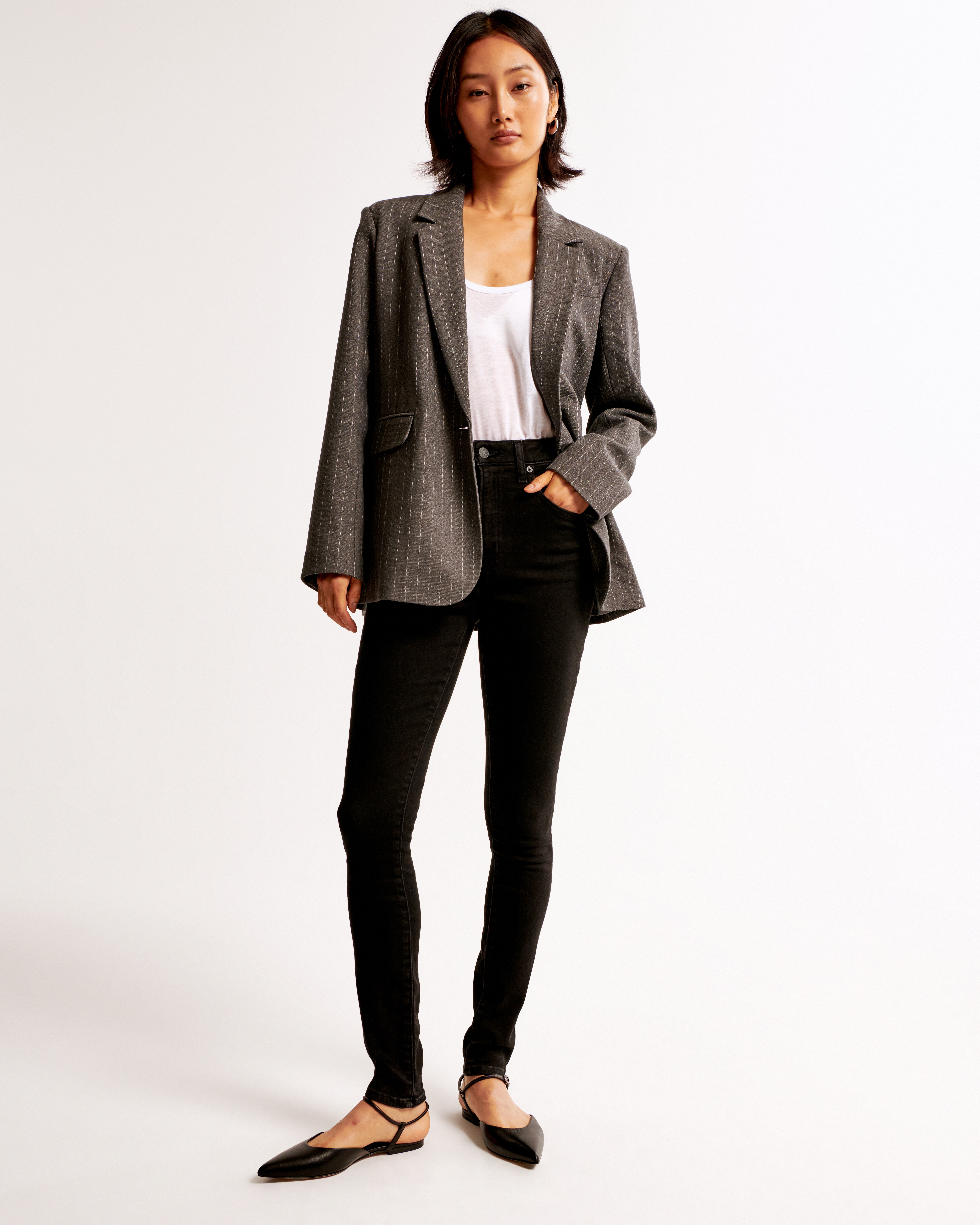 Abercrombie & Fitch High Rise Super Skinny Ankle Jean In Black