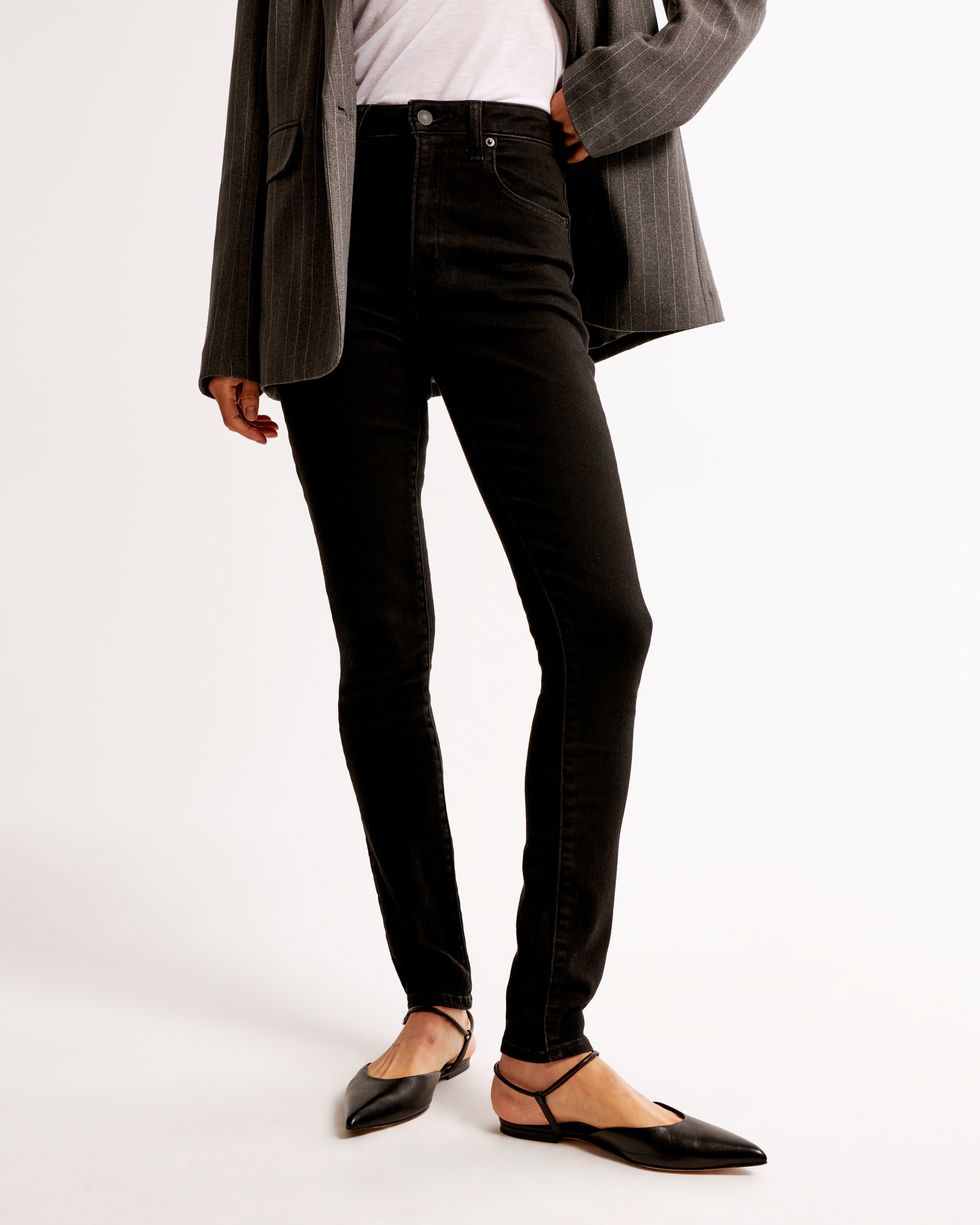 Abercrombie & Fitch High Rise Super Skinny Ankle Jean In Black