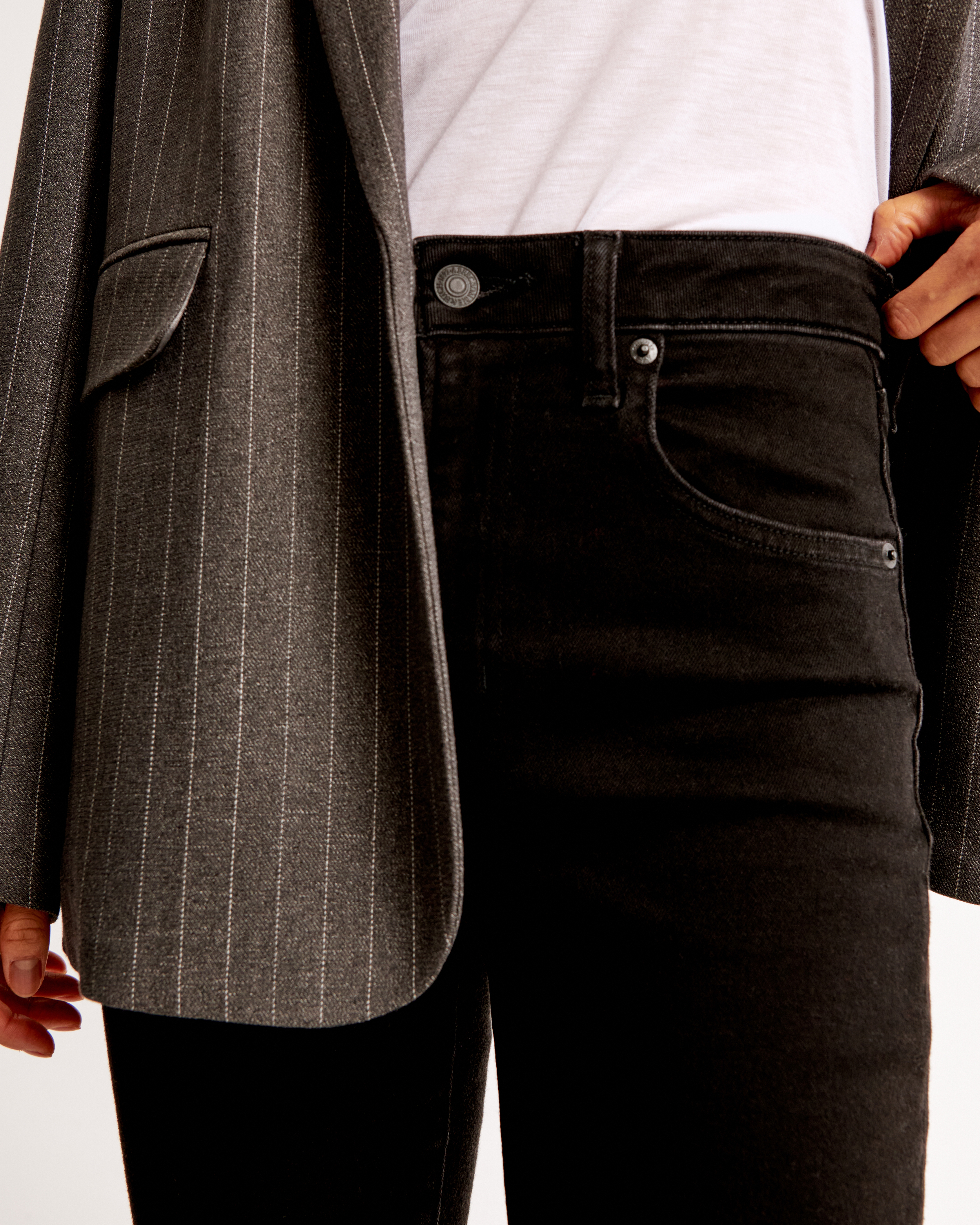 Abercrombie & Fitch High Rise Super Skinny Ankle Jean In Black