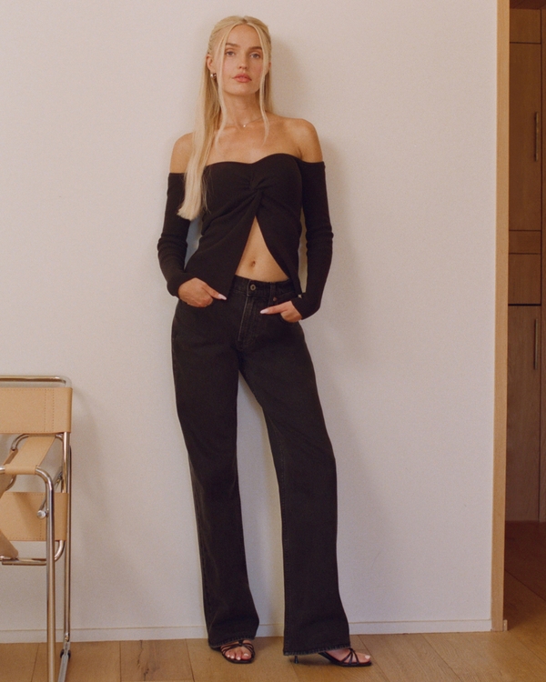 Low Rise Baggy Jean, Black view 1