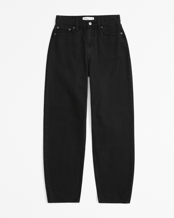 High Rise Tapered Loose Jean, Black, Size 30 Regular