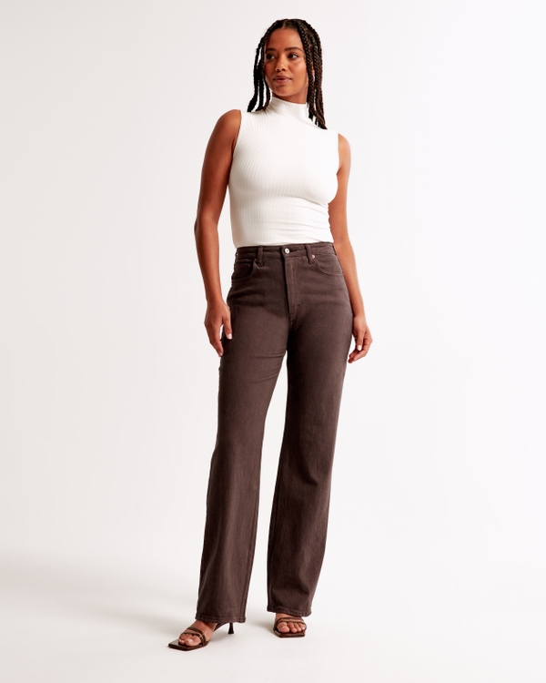 Curve Love High Rise 90s Relaxed Jean, Brown