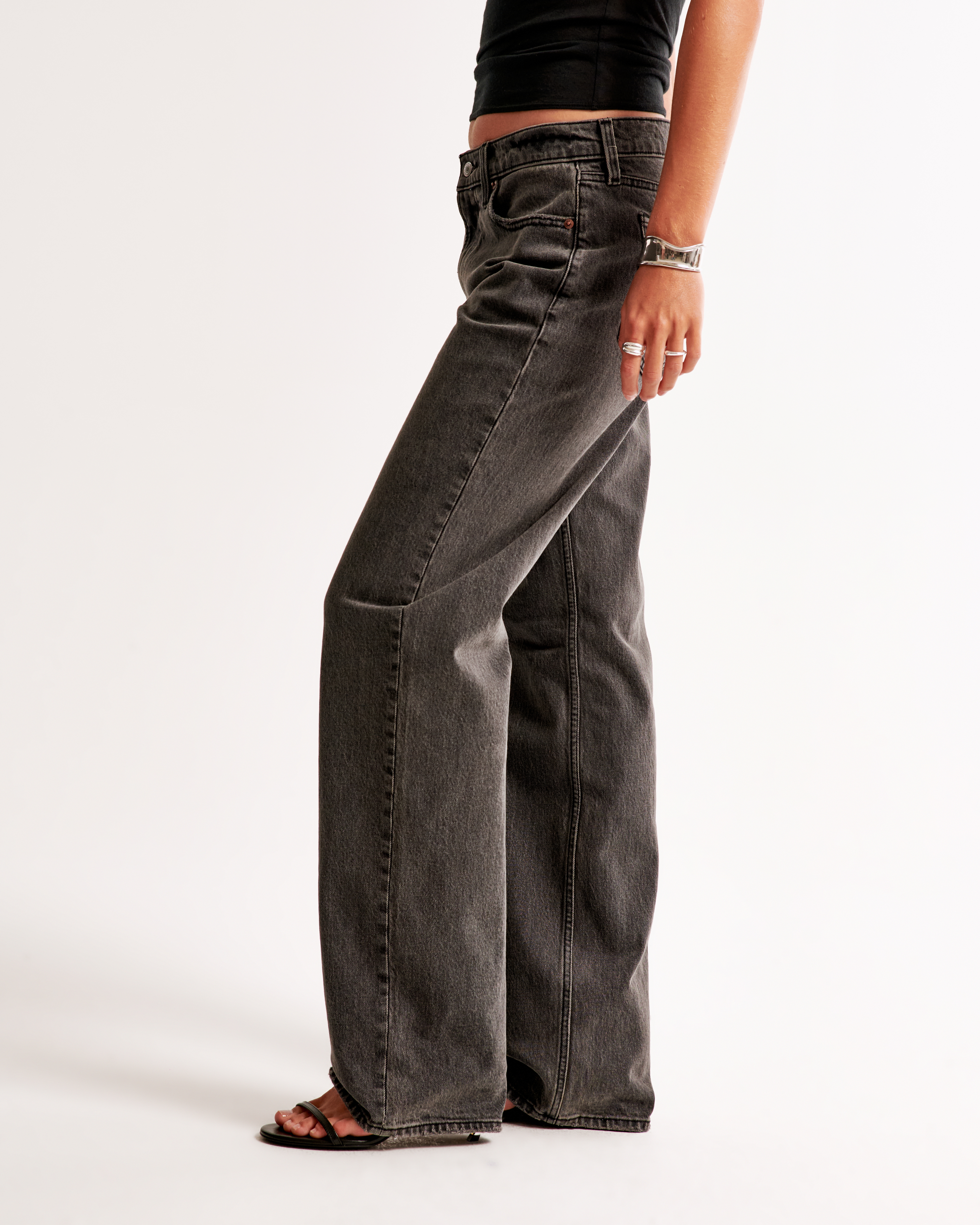 Abercrombie & Fitch Low Rise Baggy Jean In Gray