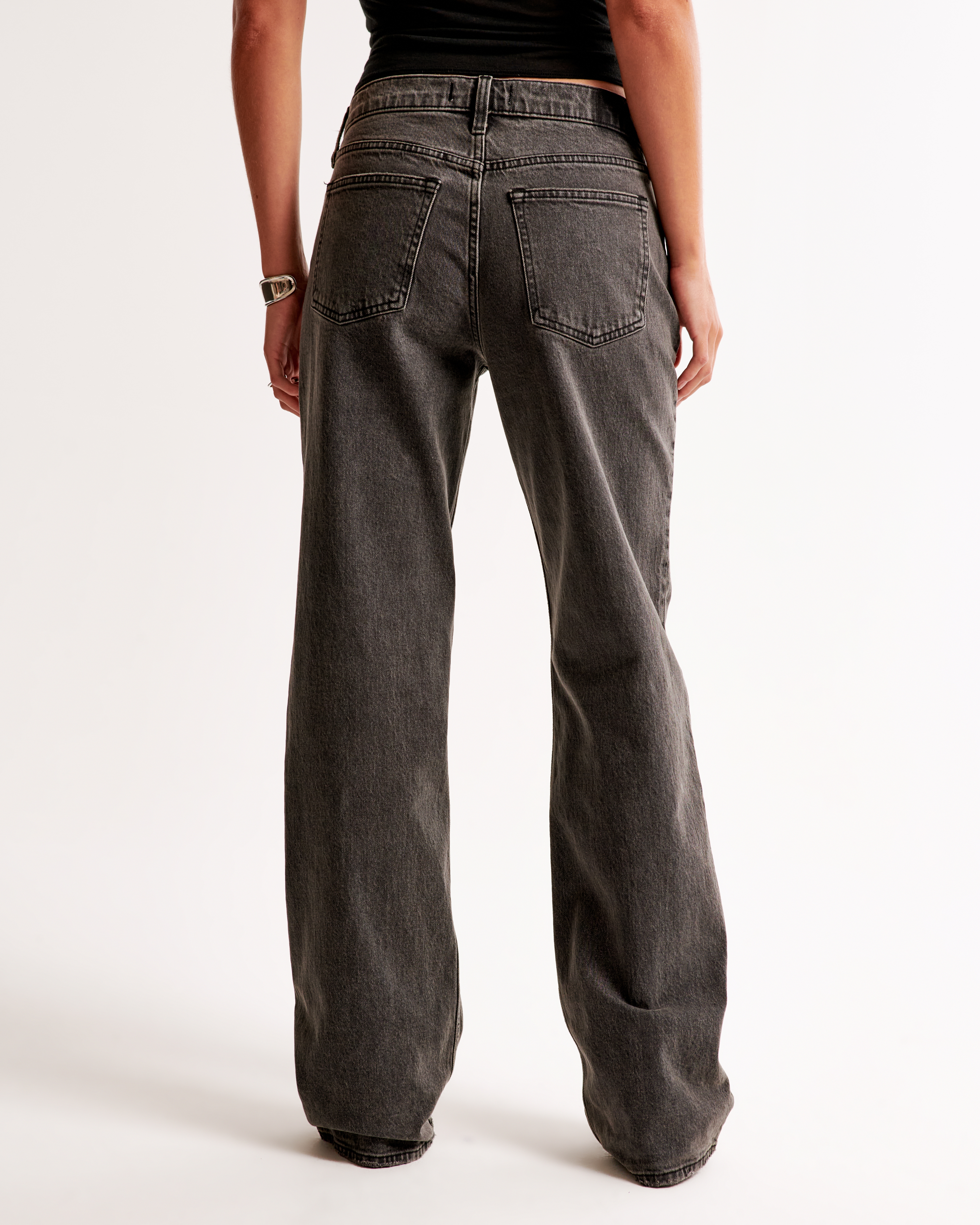 Abercrombie & Fitch Low Rise Baggy Jean In Gray