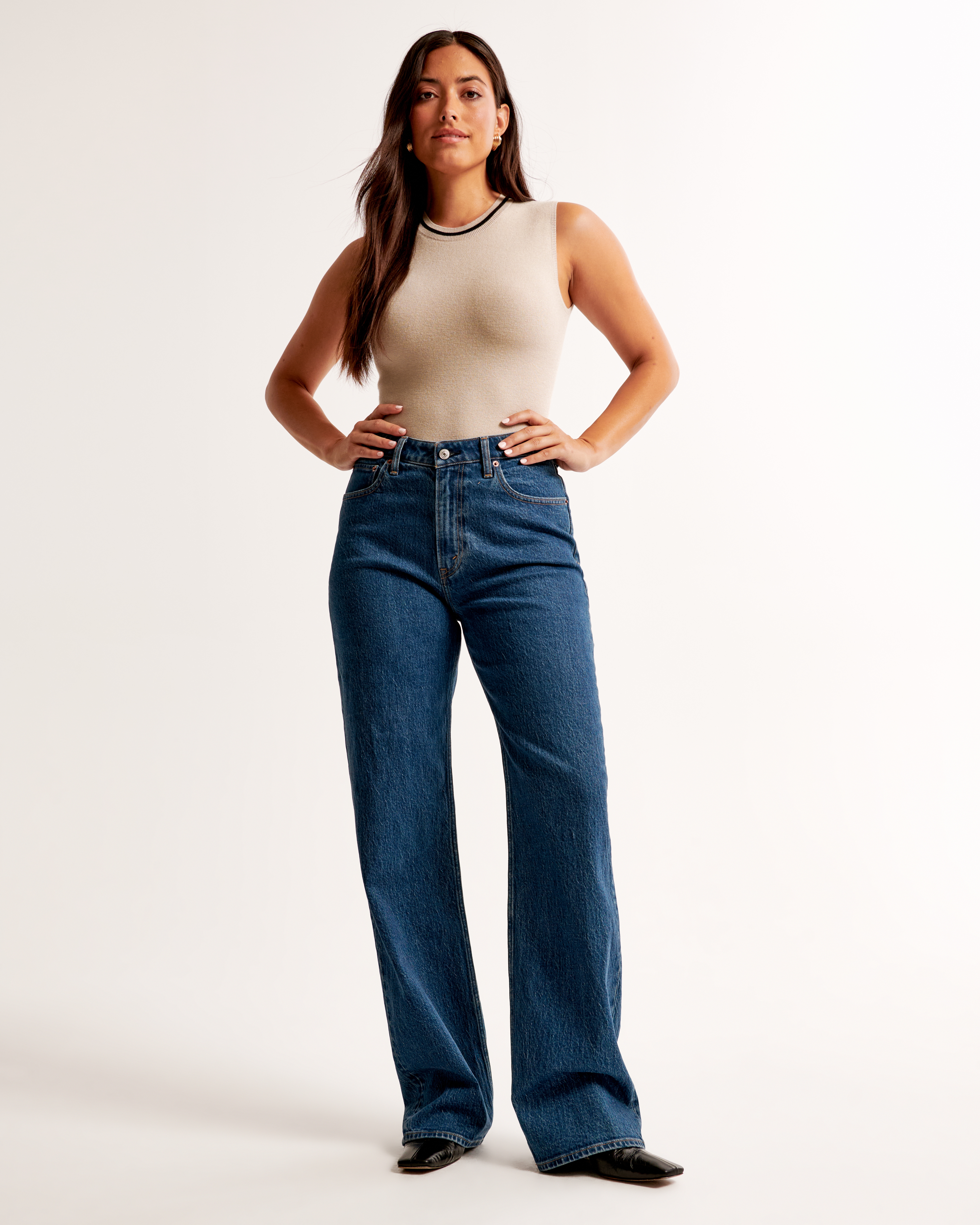 Abercrombie & Fitch Curve Love High Rise 90s Relaxed Jean In Blue