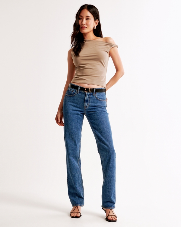 Mid Rise 90s Straight Jean, Dark Marble