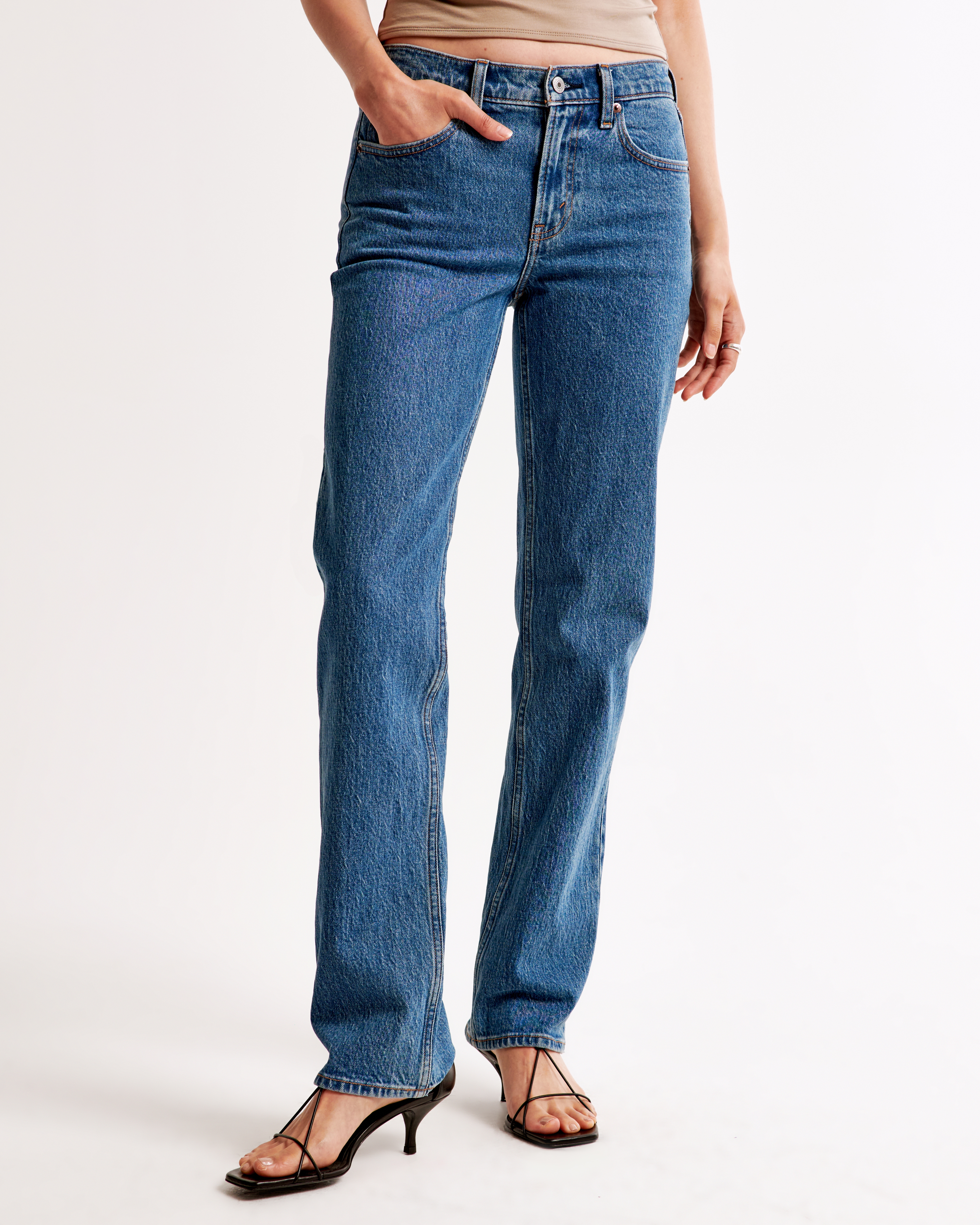 デニム・ジーパン 25SS   White/Black 90s Straight Fit Denim Men's 90s Straight Jean | Men's Bottoms | Abercrombie.com
