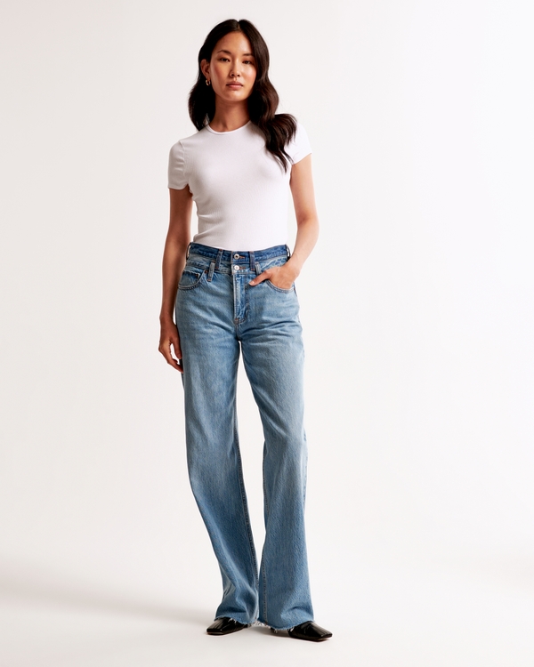 High Rise Loose Jean, Medium With Double Waistband view 1