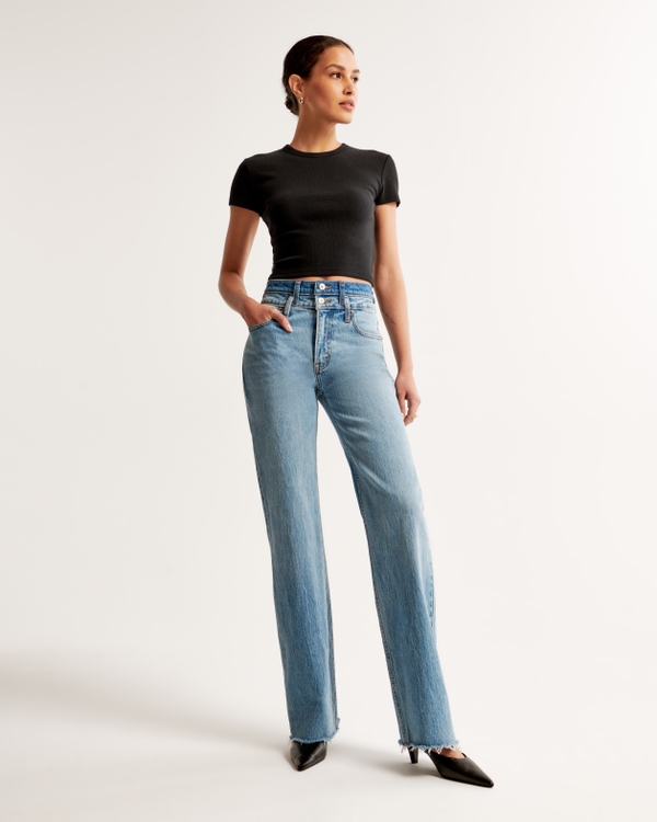 High Rise 90s Relaxed Jean, Medium With Double Waistband