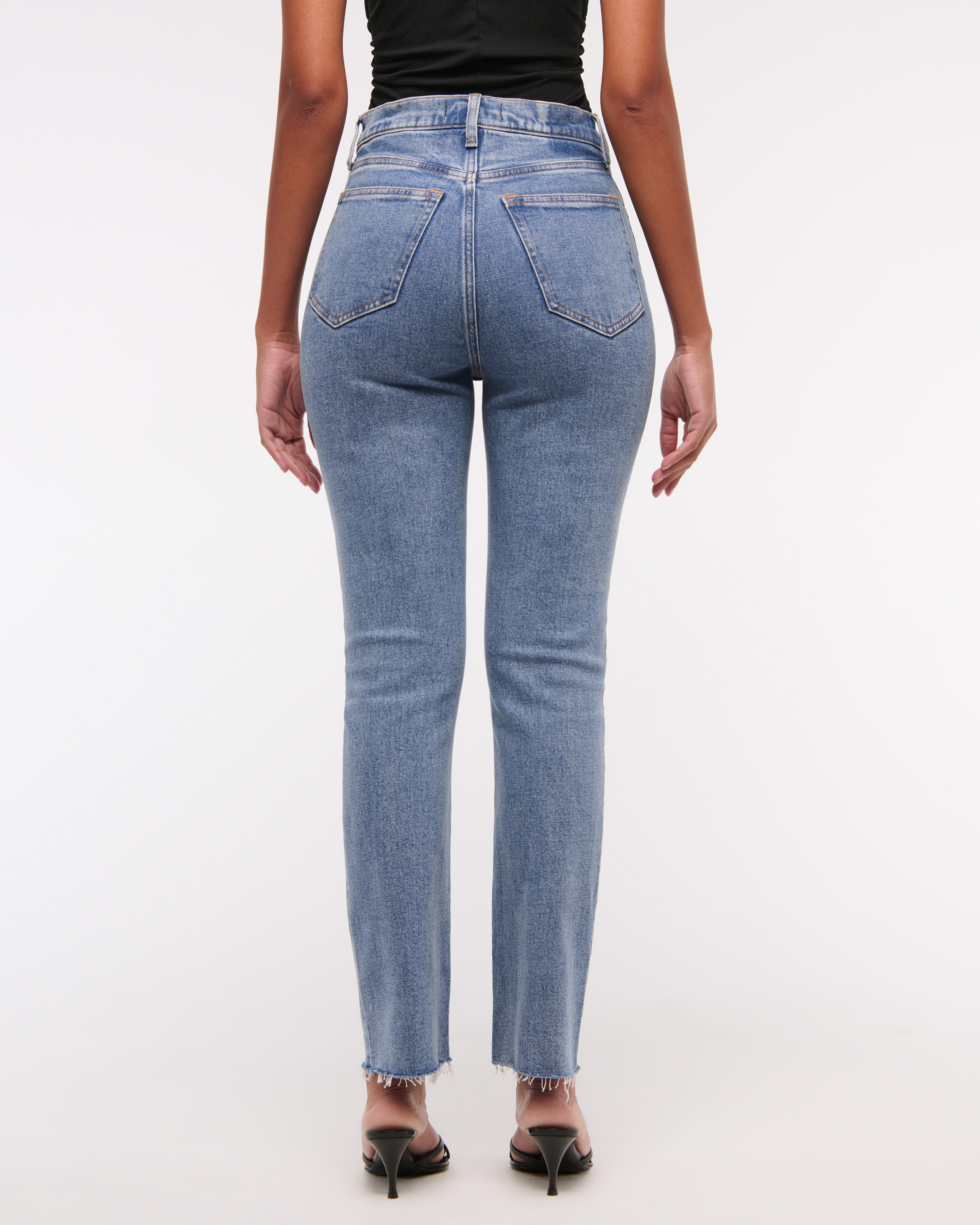 Abercrombie & Fitch Curve Love Ultra High Rise Ankle Straight Jean