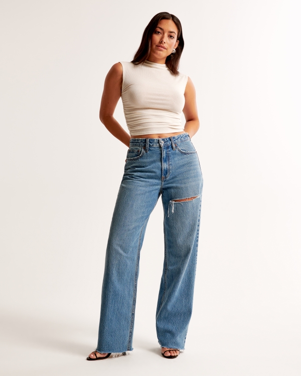 Curve Love High Rise Loose Jean, Medium Thigh Destroy