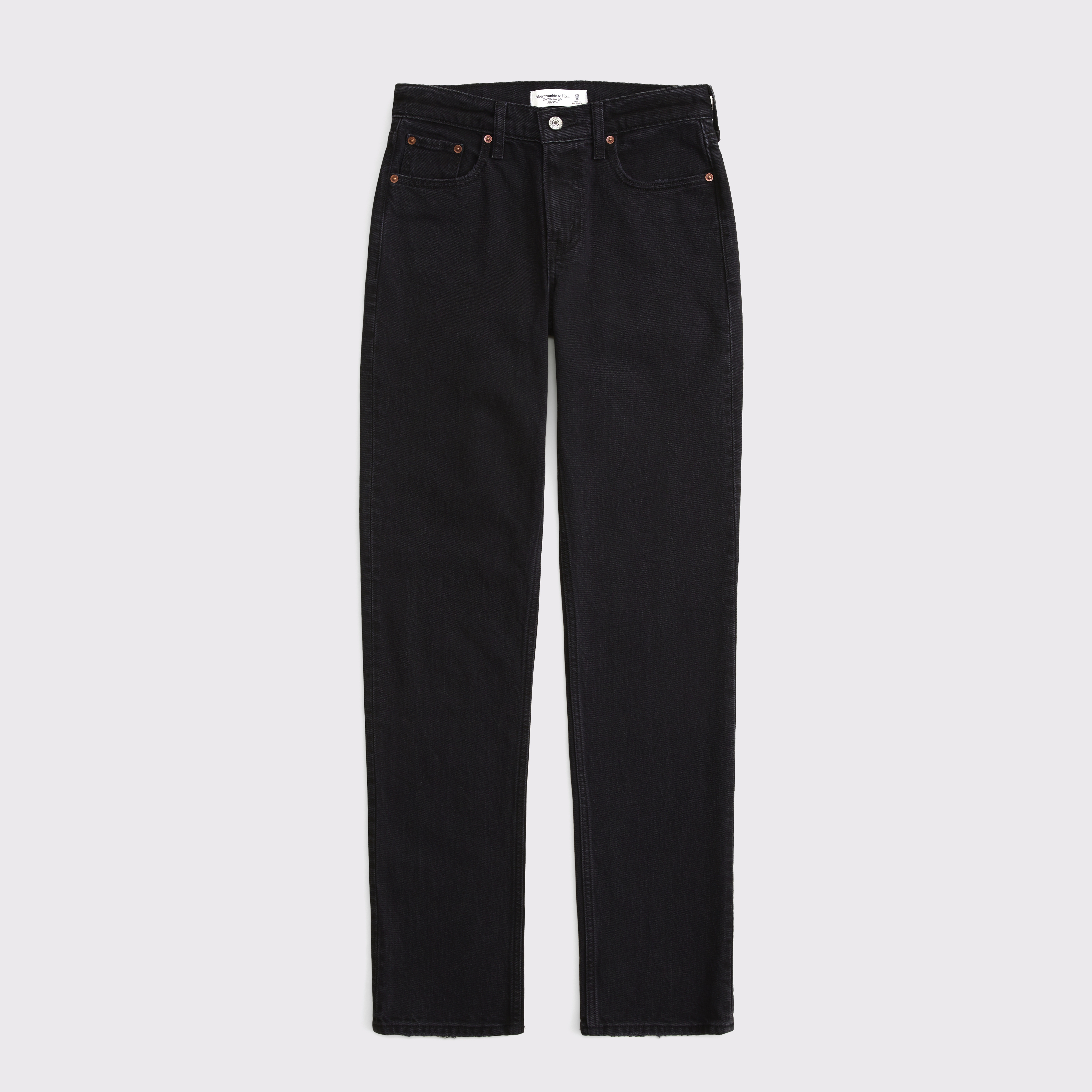 Abercrombie & Fitch Mid Rise 90s Straight Jean In Black