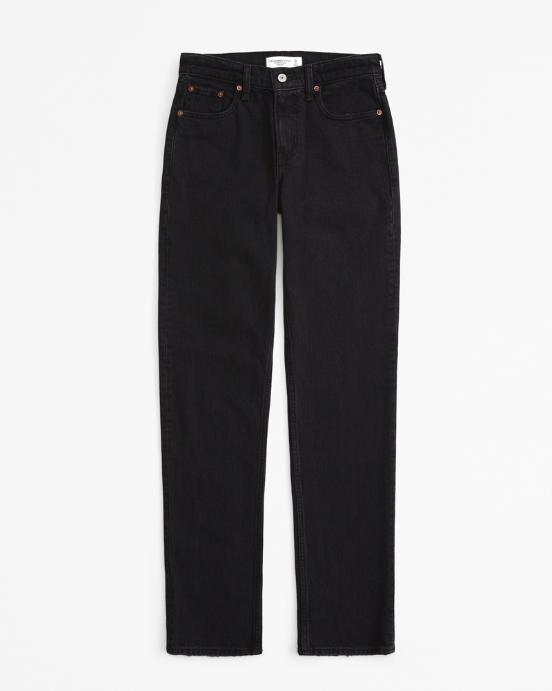 ☆【 】☆Women's 90'S Straight Fit Black Deni.m☆ Abercrombie & Fitch The '90s Straight Ultra High Rise Jeans