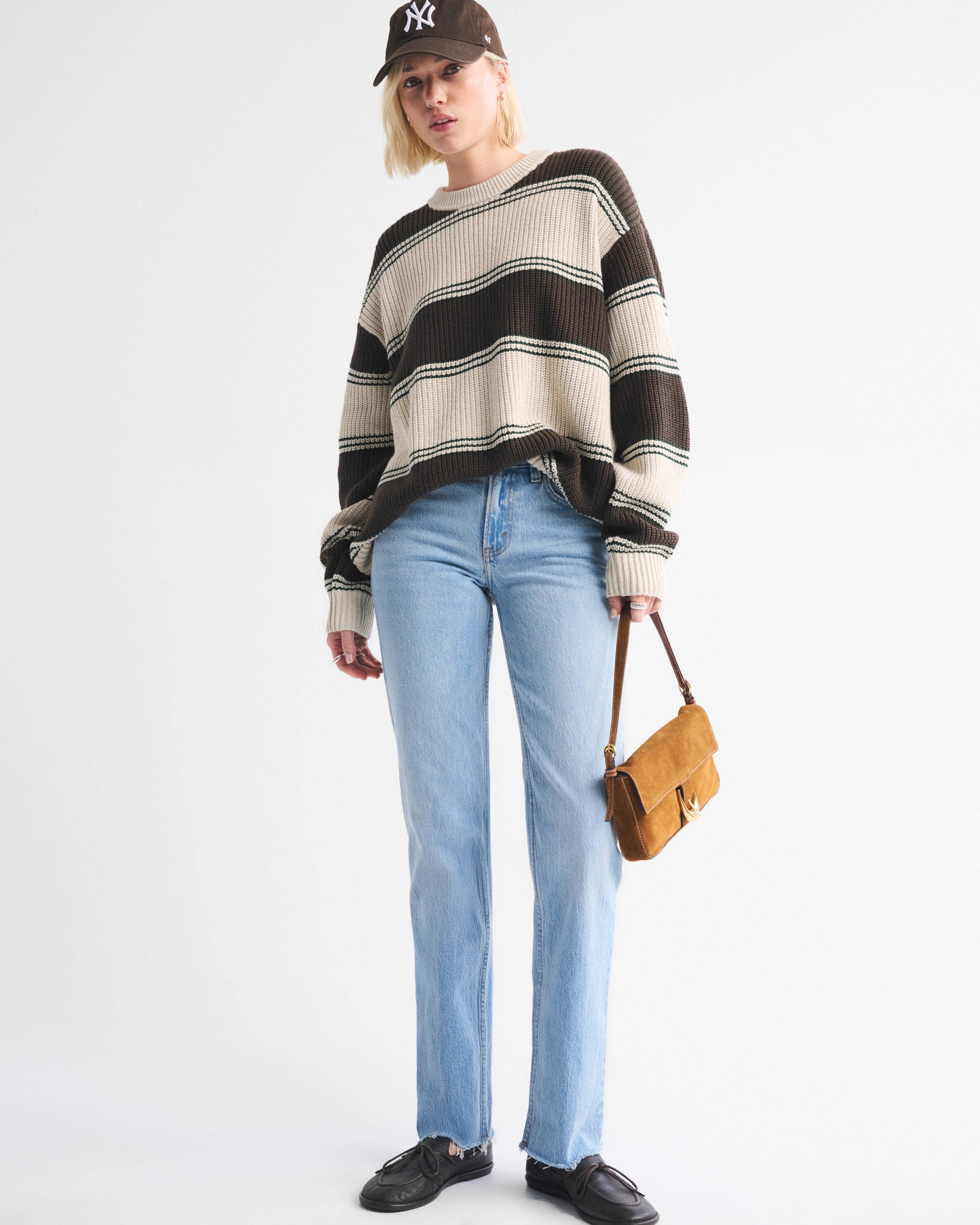 Abercrombie & Fitch Mid Rise 90s Straight Raw Hem Jean In Blue