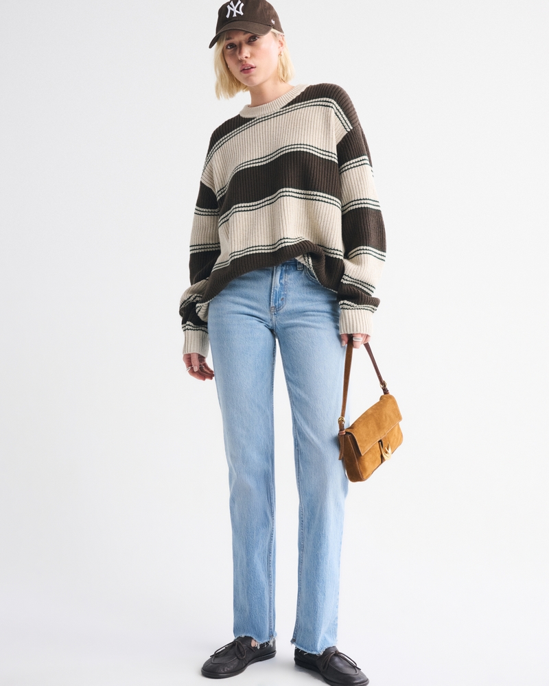 Femme Jean droit taille mi-haute style années 90 Femme