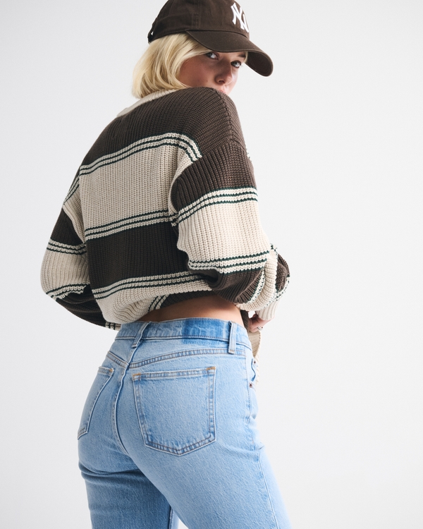 Women's Mid Rise 90s Straight Raw Hem Jean | Women's Bottoms