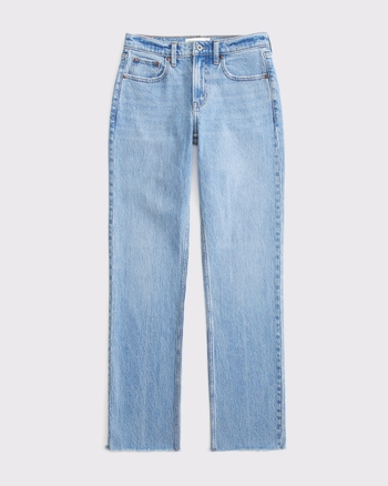 Curve Love Mid Rise 90s Straight Raw Hem Jean